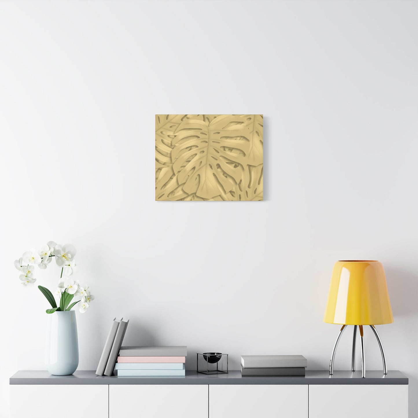 Golden Monstera Canvas Print – Botanical Wall Art