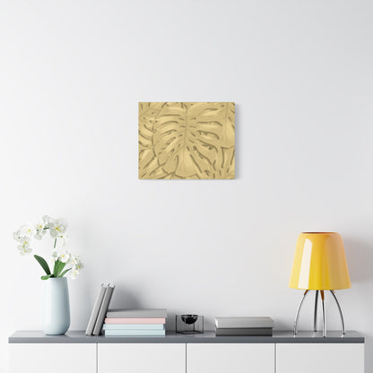 Golden Monstera Canvas Print – Botanical Wall Art