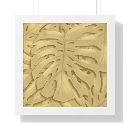Golden Monstera Framed Print – Botanical Wall Art