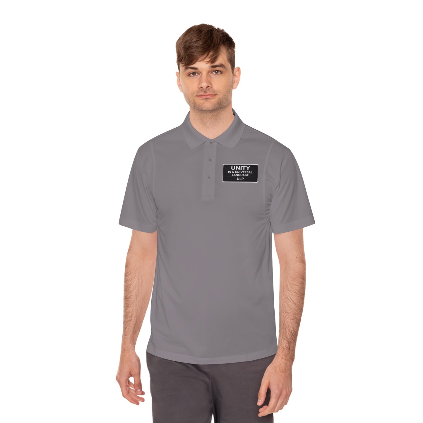 Unity & Strength Men’s Sport Polo — Small “UNITY” Patch Chest Logo