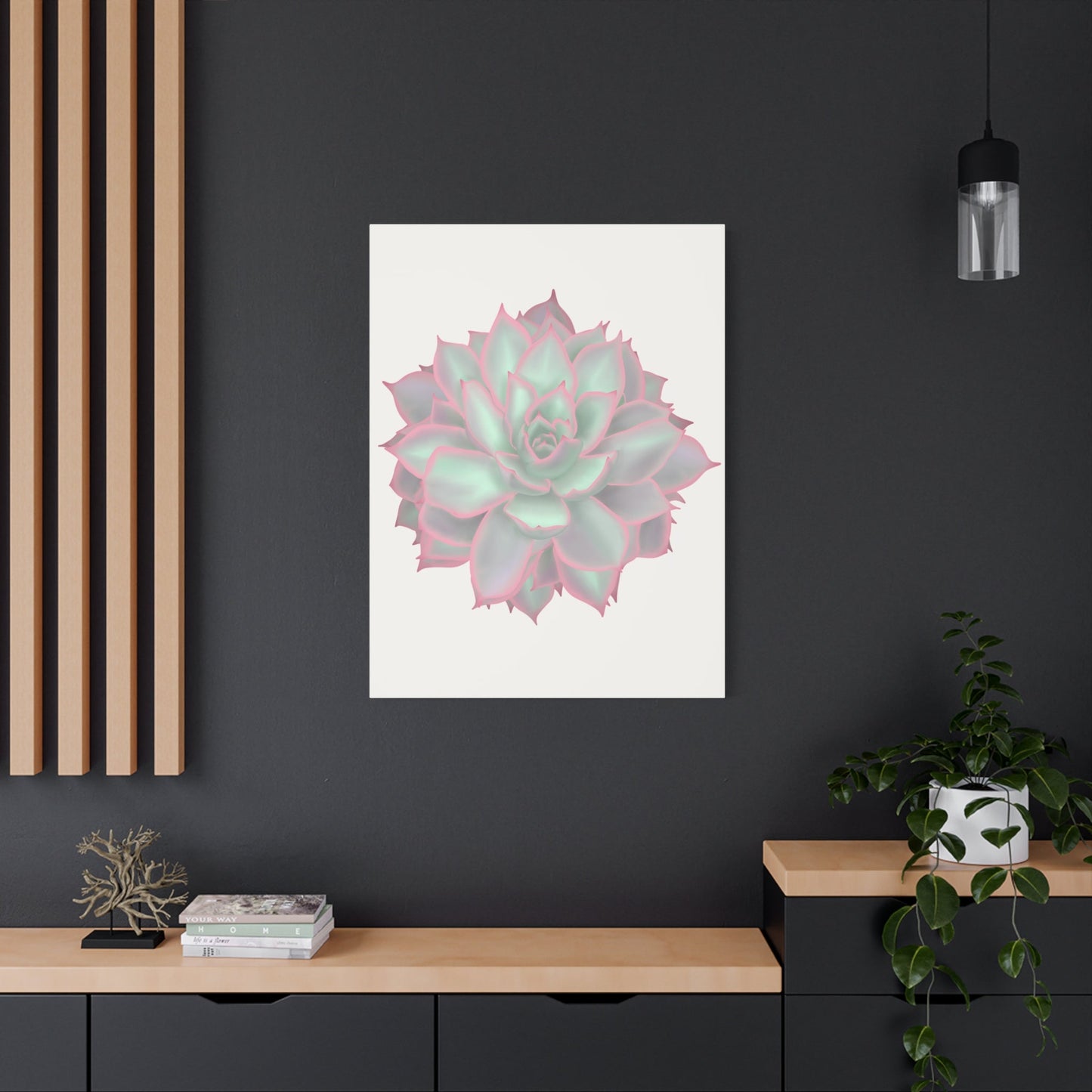 Echeveria Violet Queen Succulent Canvas Print – Botanical Wall Art