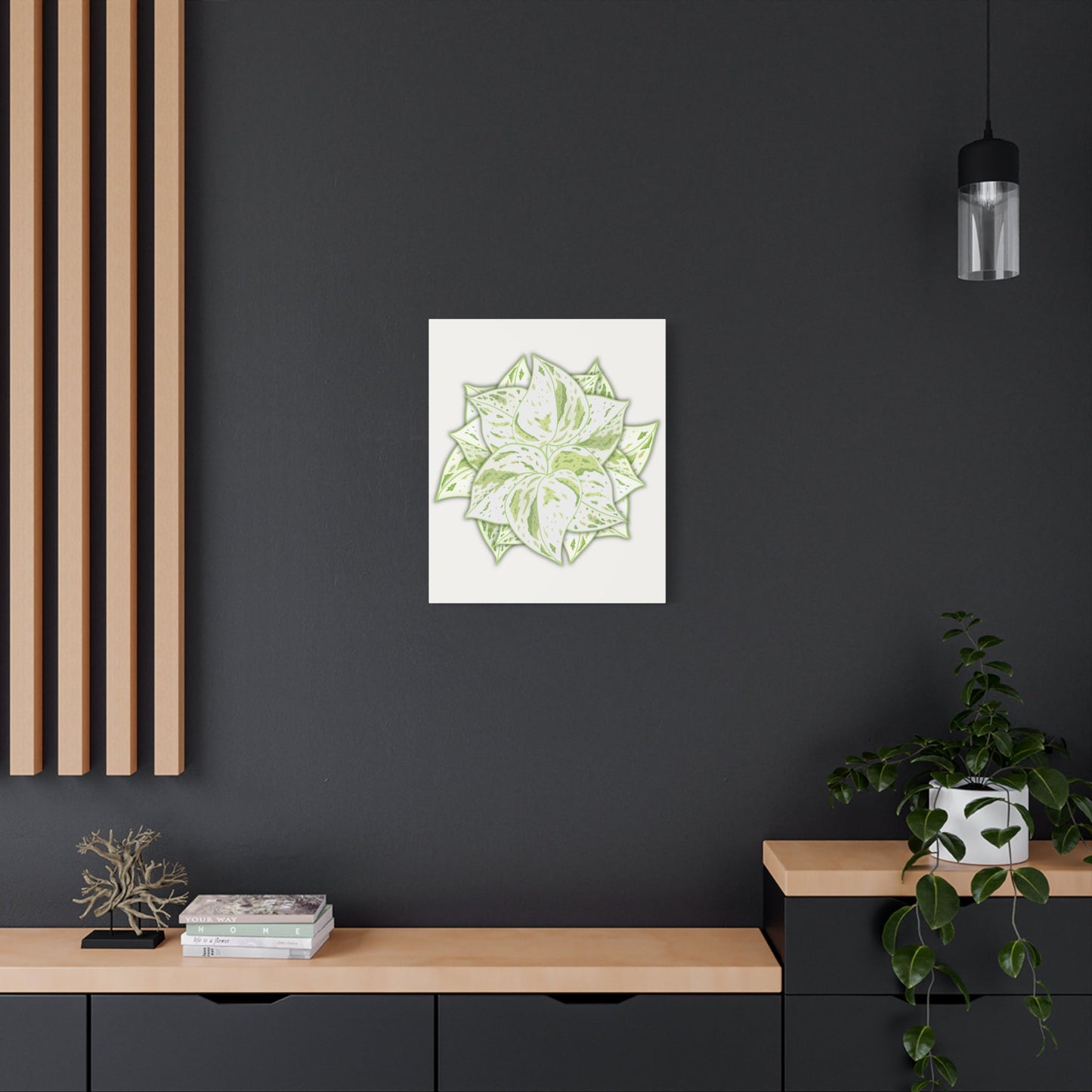 Snow Queen Pothos Canvas Print – Botanical Wall Art