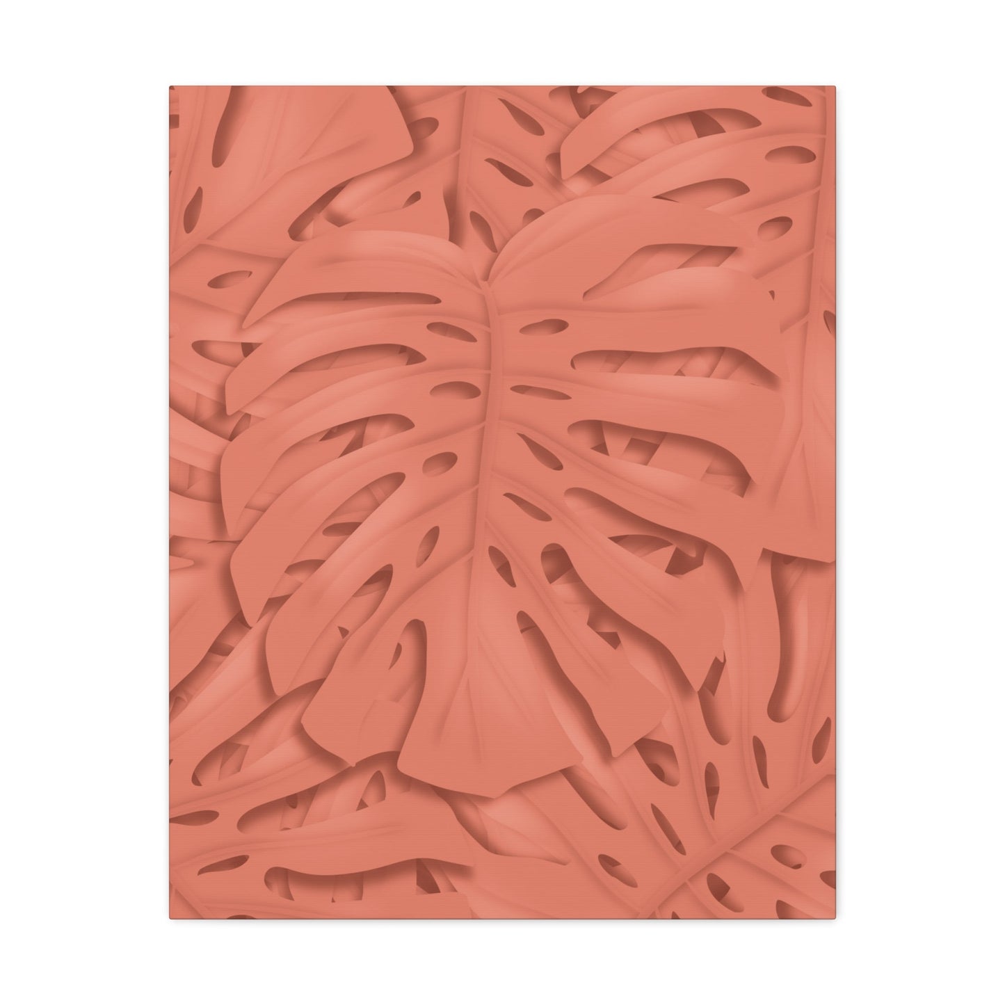 Coral Monstera Canvas Print – Botanical Wall Art