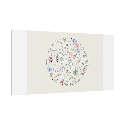 Doodle Circle Line Drawing Matte Canvas, Hand-Drawn Sketch Art