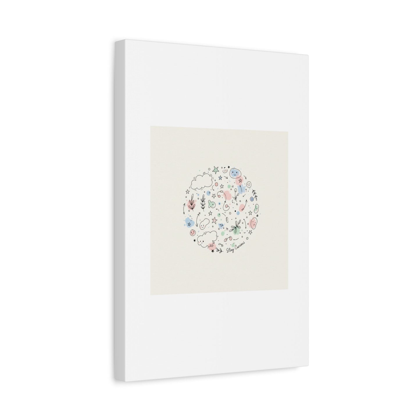 Doodle Circle Line Drawing Matte Canvas, Hand-Drawn Sketch Art