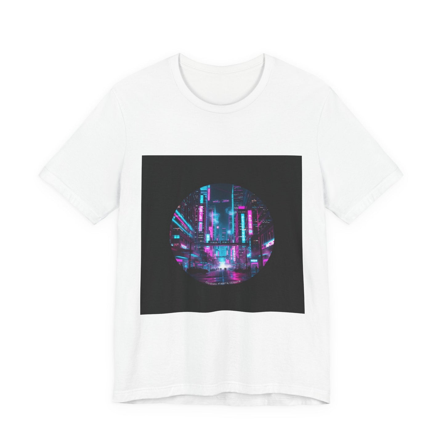 Neon Cyberpunk Skyline Tee | synthwave skyline, future city art