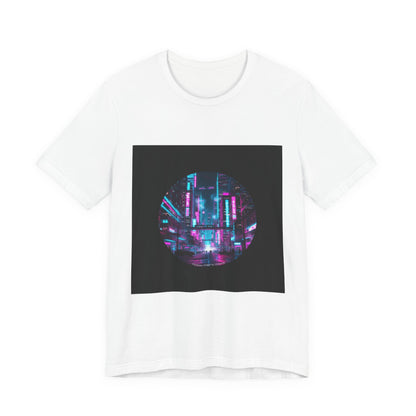 Neon Cyberpunk Skyline Tee | synthwave skyline, future city art