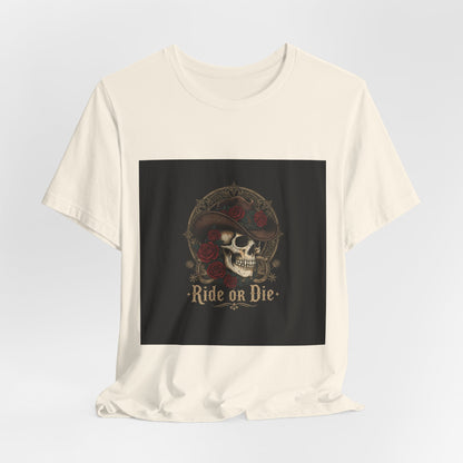 Ride or Die Skull Cowboy Tee | western skull art, gothic Americana