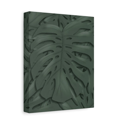 Deep Green Monstera Canvas Print – Botanical Wall Art