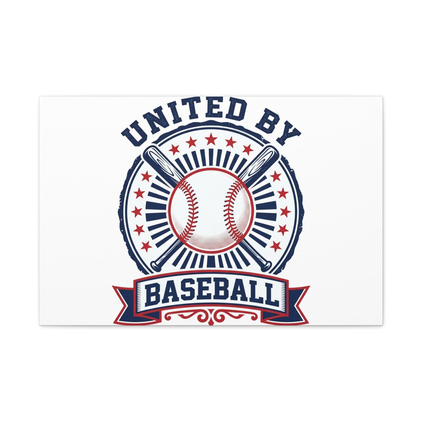 United by Baseball Canvas | Patriotic Baseball Graphic, Red White Blue Wall Art