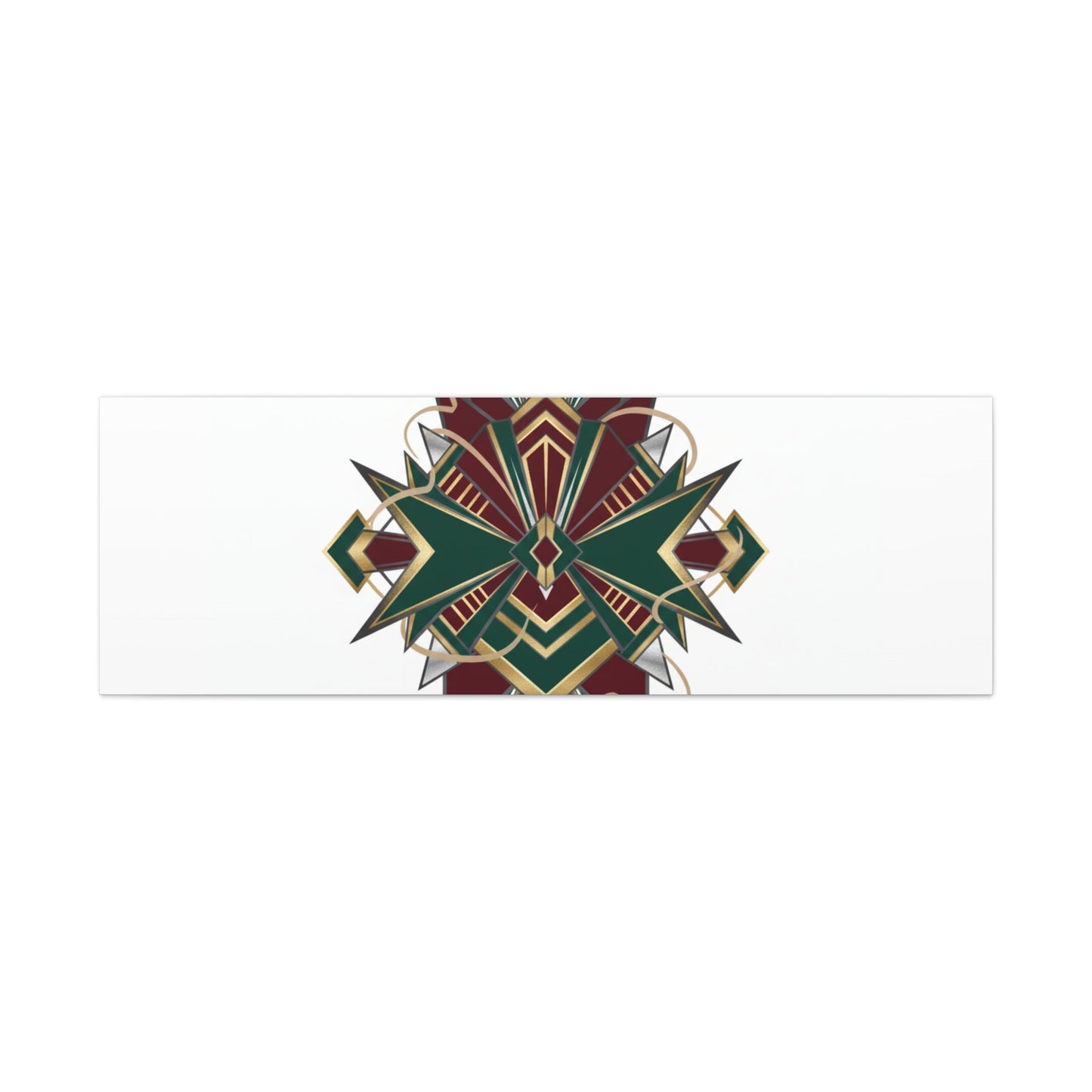 Art Deco geometric brass print Canvas | Neo-Deco chrome & gold fan motif