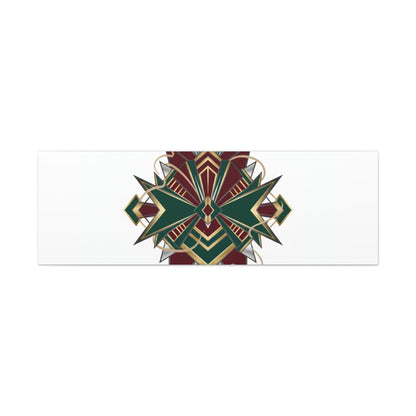 Art Deco geometric brass print Canvas | Neo-Deco chrome & gold fan motif