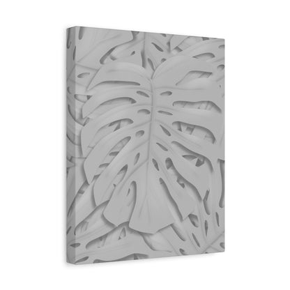 Soft Grey Monstera Canvas Print – Botanical Wall Art