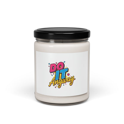 Do It Anyway Typography Candle, Maximalist Stacked Type, Scented Soy 9oz