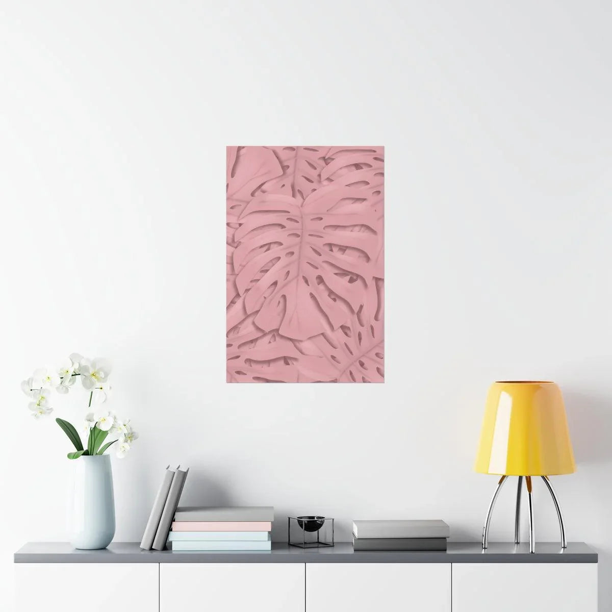 Soft Pink Monstera Botanical Print – Unframed Wall Art