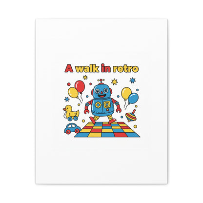 Retro Toy Robot Canvas | Throwback Kid, Primary Color Nostalgia