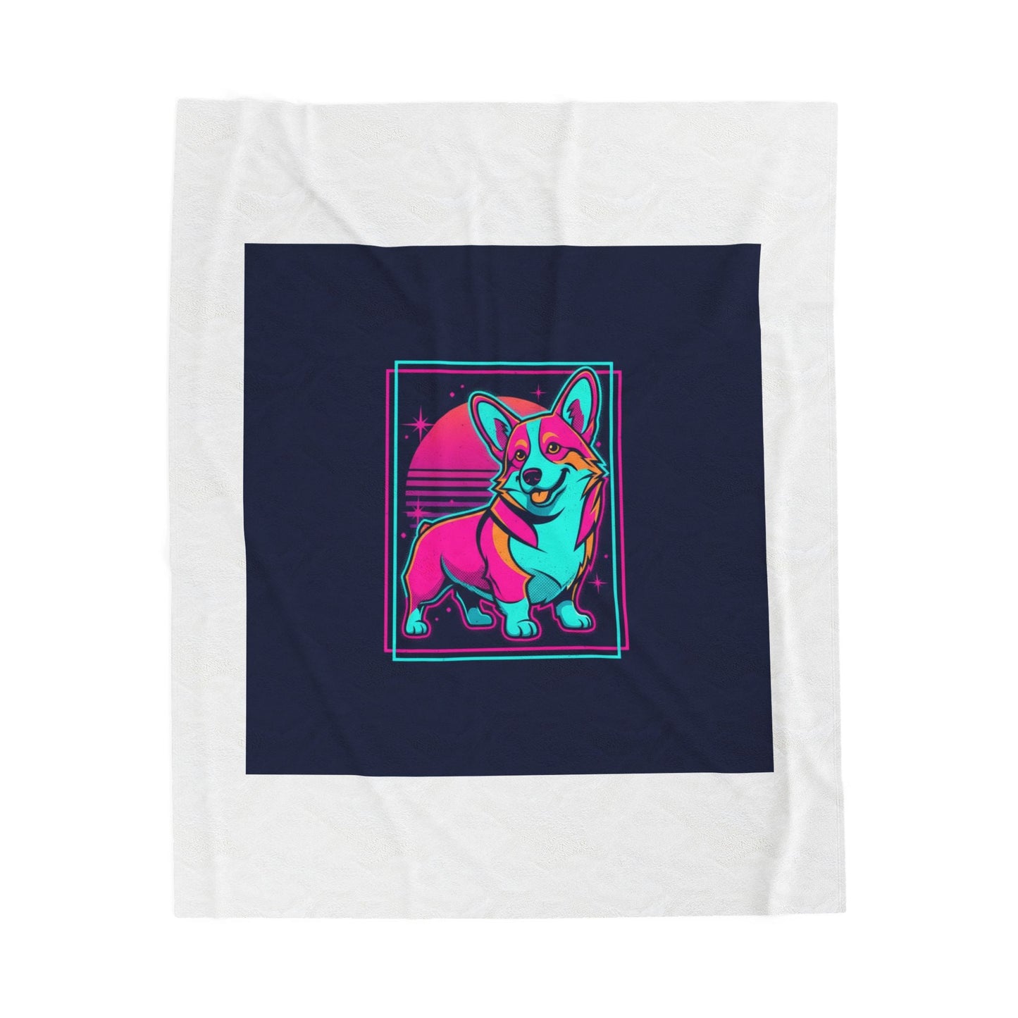 Neon Corgi Illustration Velveteen Blanket | Friendship Valentine, Platonic Love