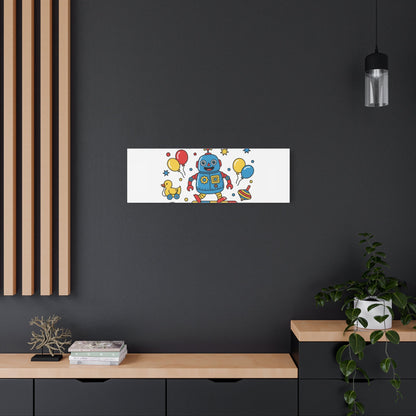 Retro Toy Robot Canvas | Throwback Kid, Primary Color Nostalgia
