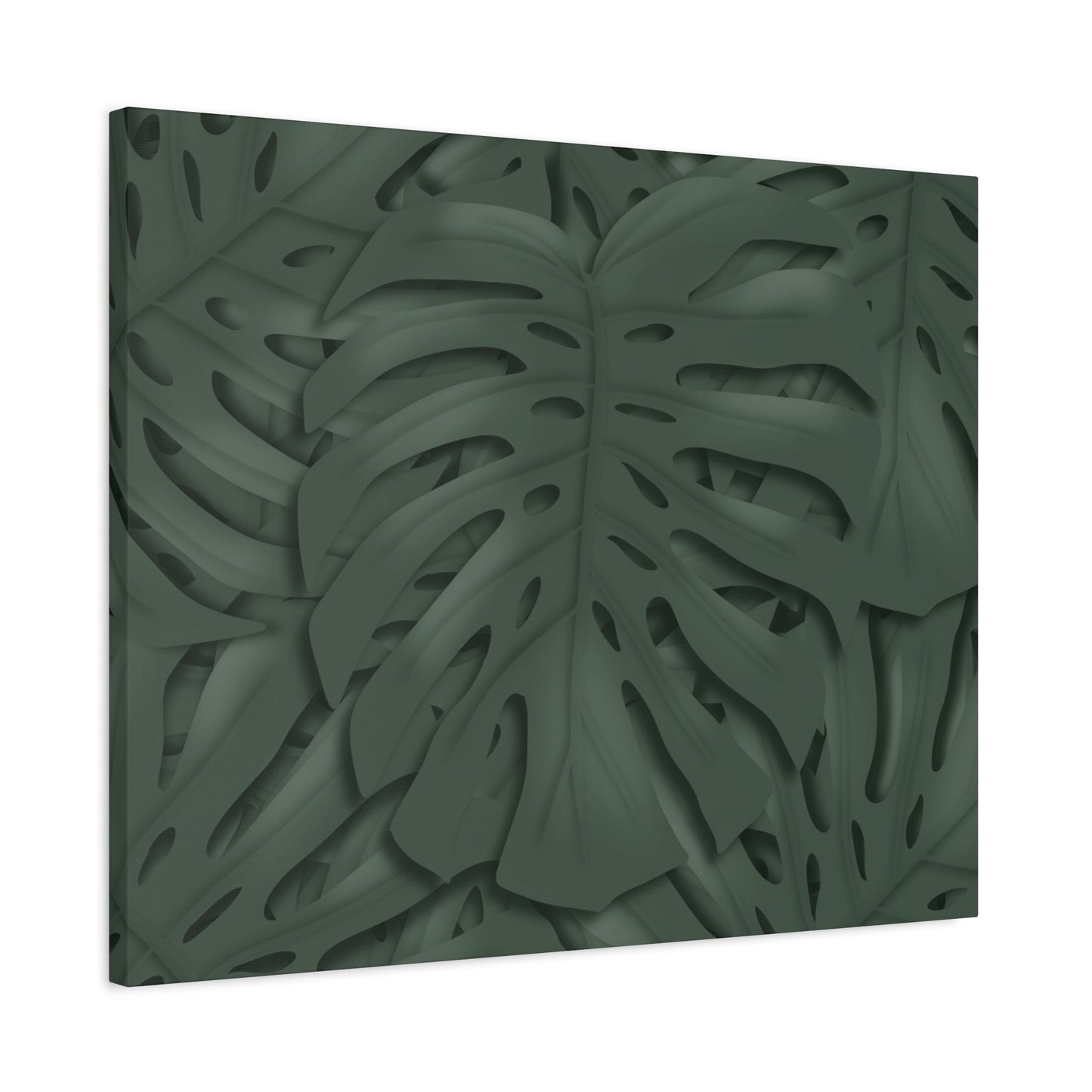 Deep Green Monstera Canvas Print – Botanical Wall Art