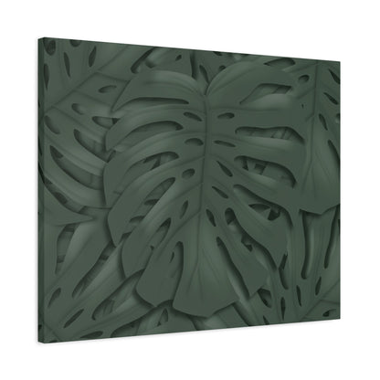 Deep Green Monstera Canvas Print – Botanical Wall Art