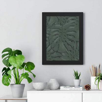 Deep Green Monstera Framed Print – Botanical Wall Art