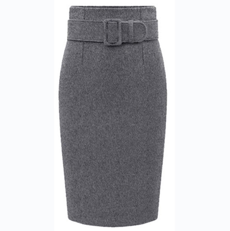Wool Woolen Skirt Thick Solid Color Mid-length Buttocks