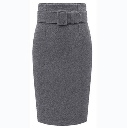 Wool Woolen Skirt Thick Solid Color Mid-length Buttocks