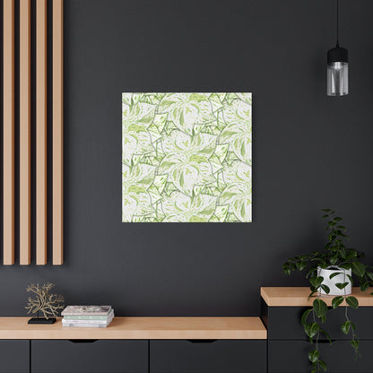 Snow Queen Pothos Pattern Canvas Print – Botanical Wall Art