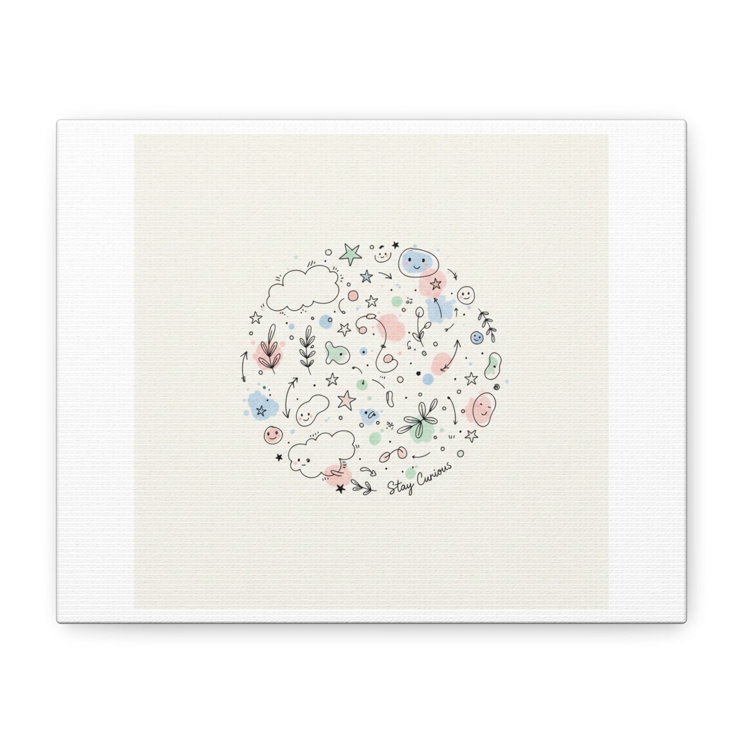 Doodle Circle Line Drawing Matte Canvas, Hand-Drawn Sketch Art