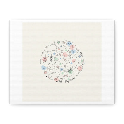 Doodle Circle Line Drawing Matte Canvas, Hand-Drawn Sketch Art
