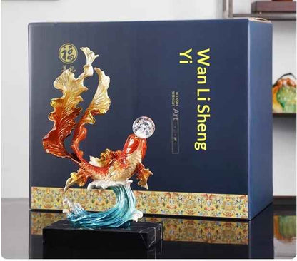 Enamel Koi Fish Leaping The Dragon Gate Ornament In New Chinese Style