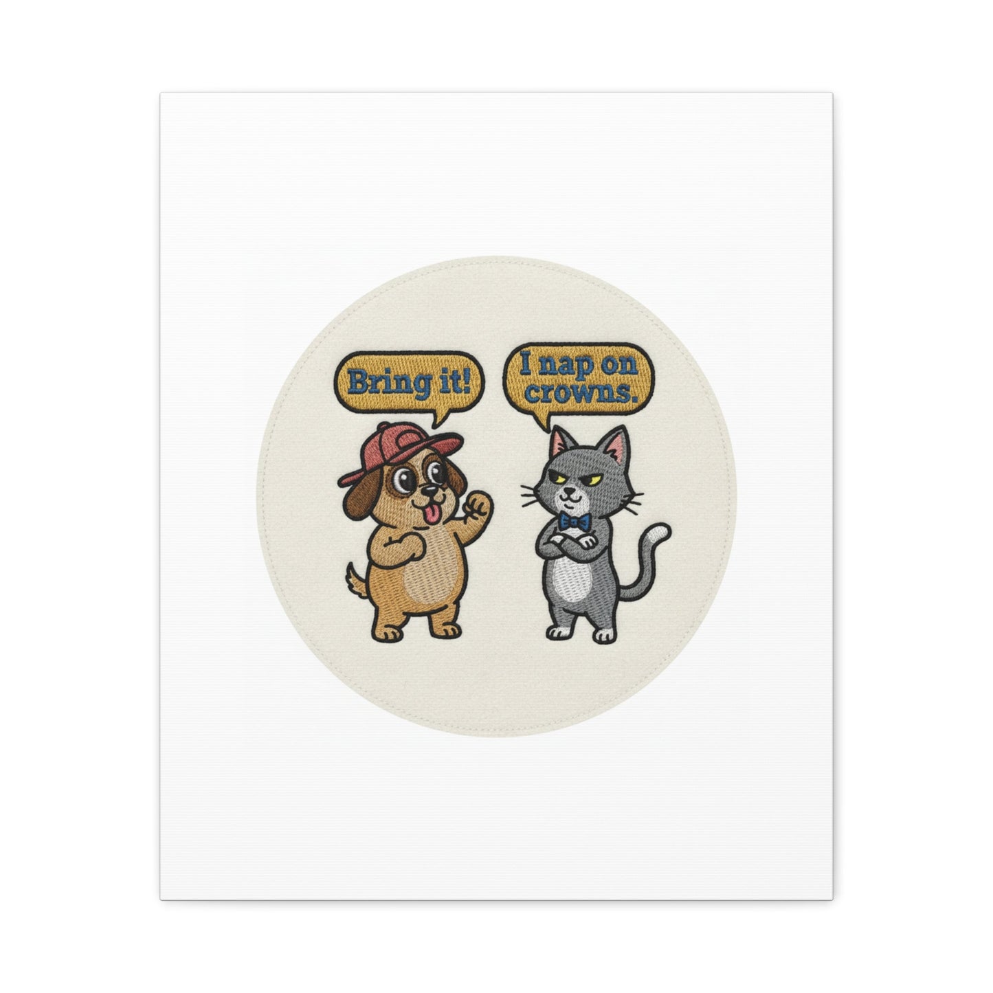Funny Cat vs Dog Canvas | Pet Rivalry Wall Art