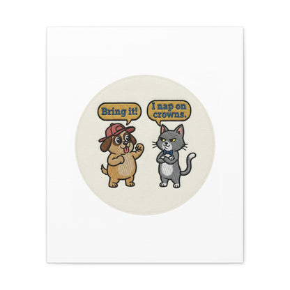 Funny Cat vs Dog Canvas | Pet Rivalry Wall Art