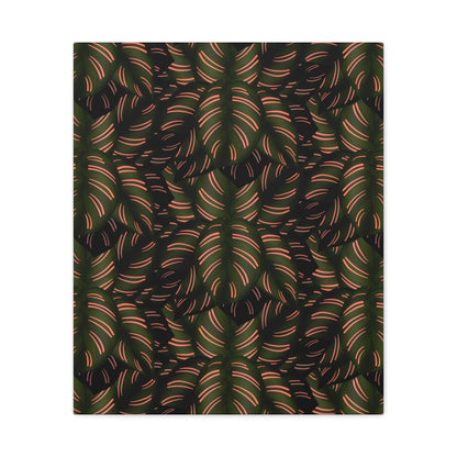 Calathea Pinstripe Pattern Canvas Print – Botanical Wall Art