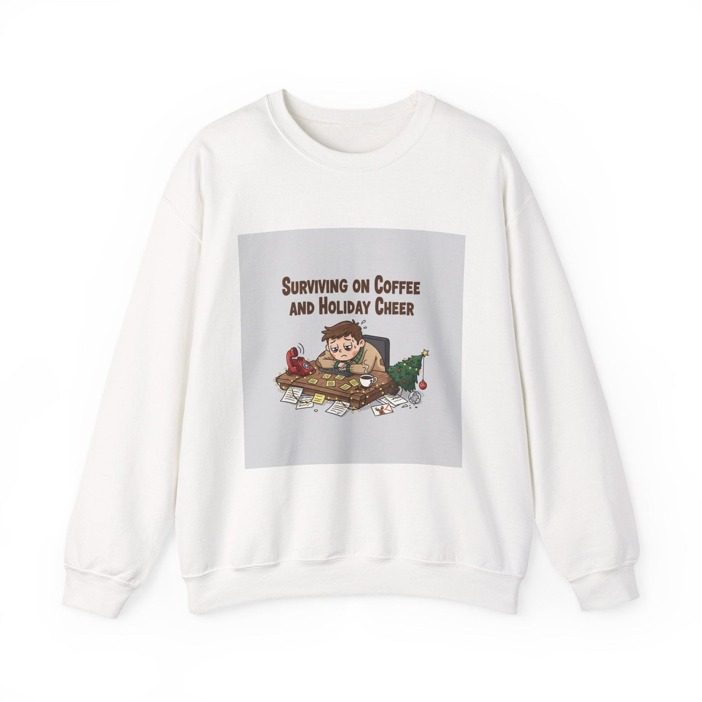 Surviving on Coffee and Holiday Cheer Sweatshirt | holiday burnout, festive but tired