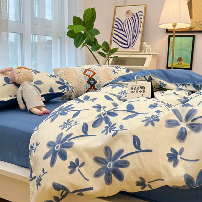 Washed Cotton Bed Sheet Quilt Cover Four-piece Set