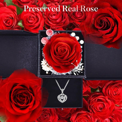 Preserved Real Rose | Perfect Eternal Flowers Rose Gifts with Necklace for Mom, Girlfriend for Mother'S Day, Valentine's, Anniversary, Thanksgiving, or Christmas | Blue Color, Metal Material