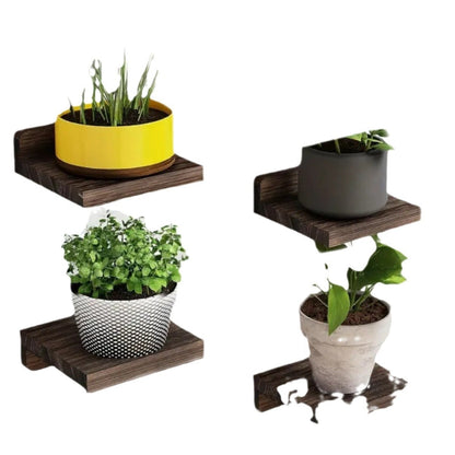 Wooden Wall Ornaments Flower Stand Bedroom Decorative Shelf