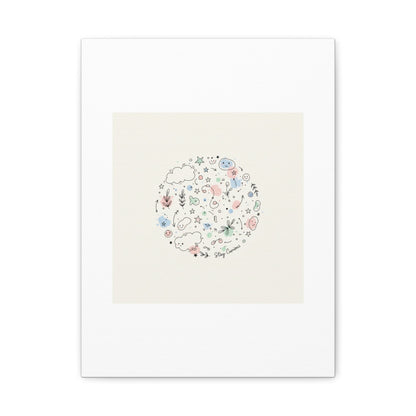 Doodle Circle Line Drawing Matte Canvas, Hand-Drawn Sketch Art