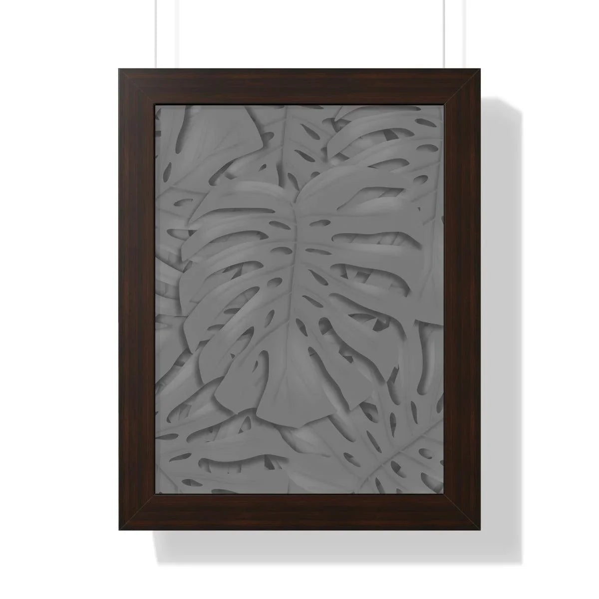 Grey Monstera Framed Print – Botanical Wall Art