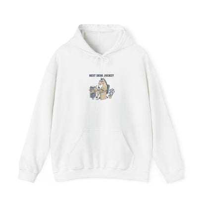 Work Horse Jockey Hoodie | corporate burnout parody, office horse design