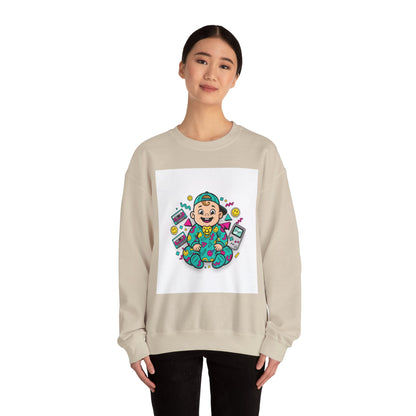 Retro Gamer Baby Crewneck Sweatshirt — Cute Arcade Controller Design