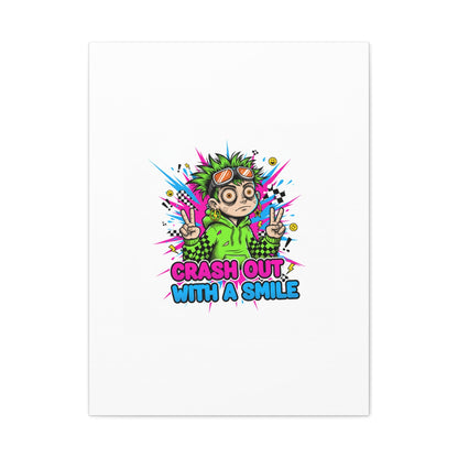 Crash Out With a Smile Canvas Print | Neon Skate Graffiti, Meme Meltdown Art