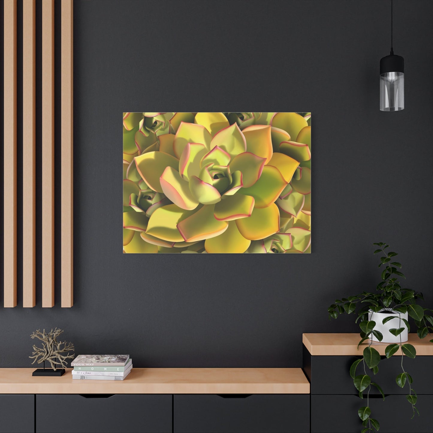 Noble Aeonium Succulent Pattern Canvas Print – Botanical Wall Art
