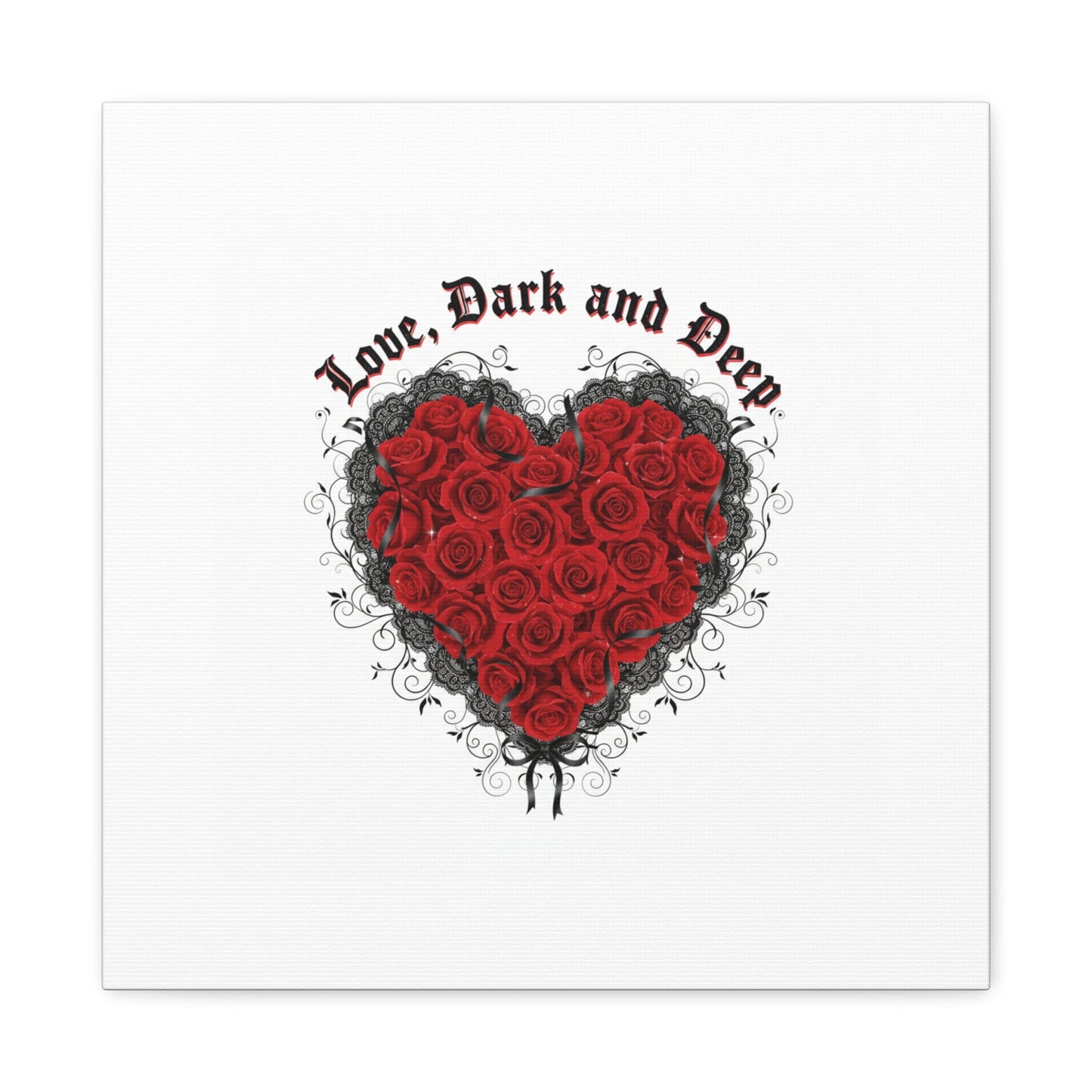 Love Dark and Deep Heart Canvas, Nu Romantic Gothic Romance, 80s Nostalgia