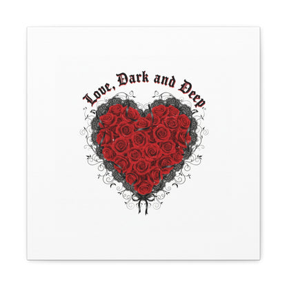 Love Dark and Deep Heart Canvas, Nu Romantic Gothic Romance, 80s Nostalgia