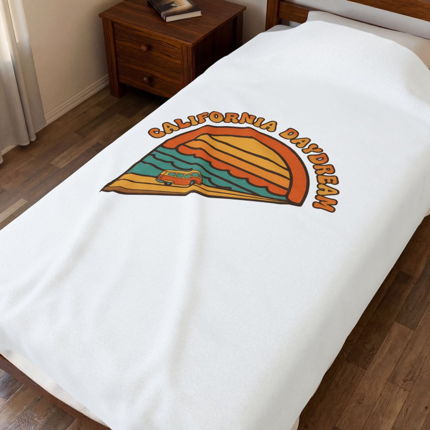 California Daydream Sunset Velveteen Blanket | 70s Retro Palm Golden Hour