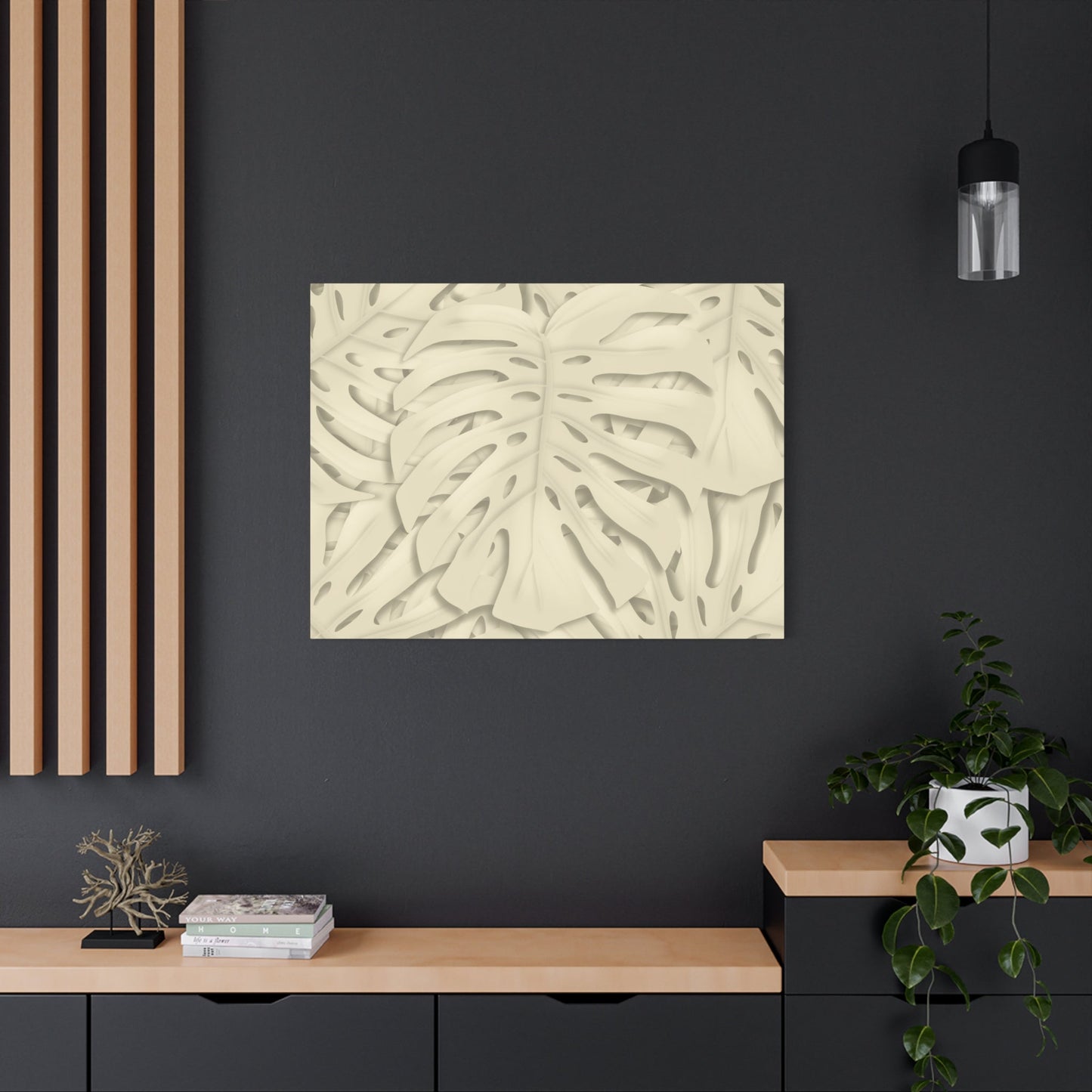 Beige Monstera Canvas Print – Botanical Wall Art