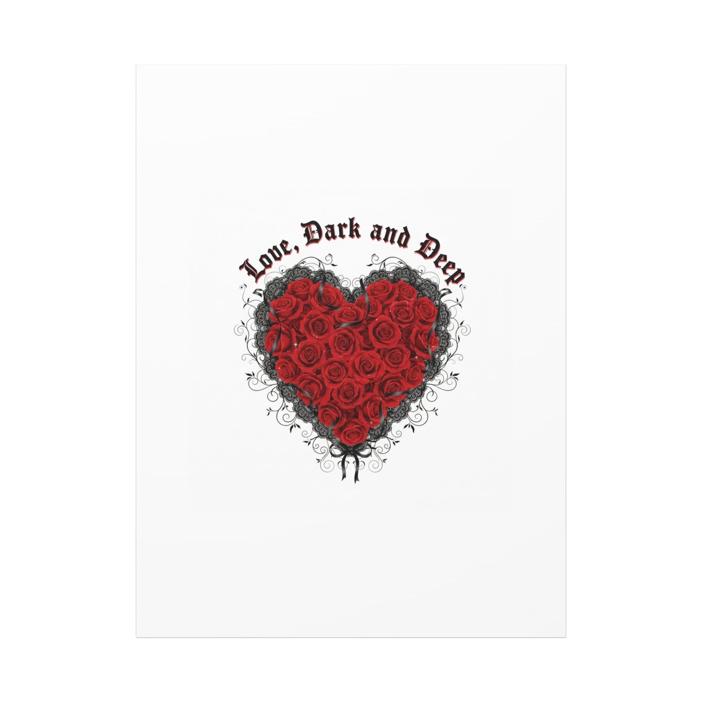 Love Dark and Deep Heart Canvas, Nu Romantic Gothic Romance, 80s Nostalgia