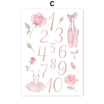 Ballet Alphanumeric Children's Room Art Canvas Painting